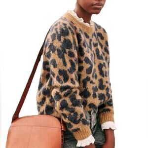Sézane Brown and Black Leopard Sweater